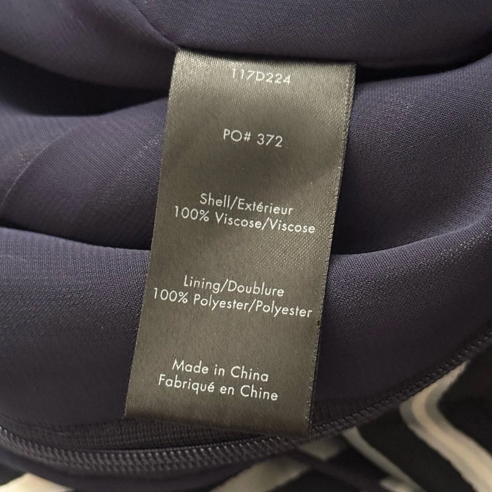 ELIZABETH AND JAMES Jewel Striped Satin & Crepe Midi Navy White Dress Size 4 - Picture 11 of 11